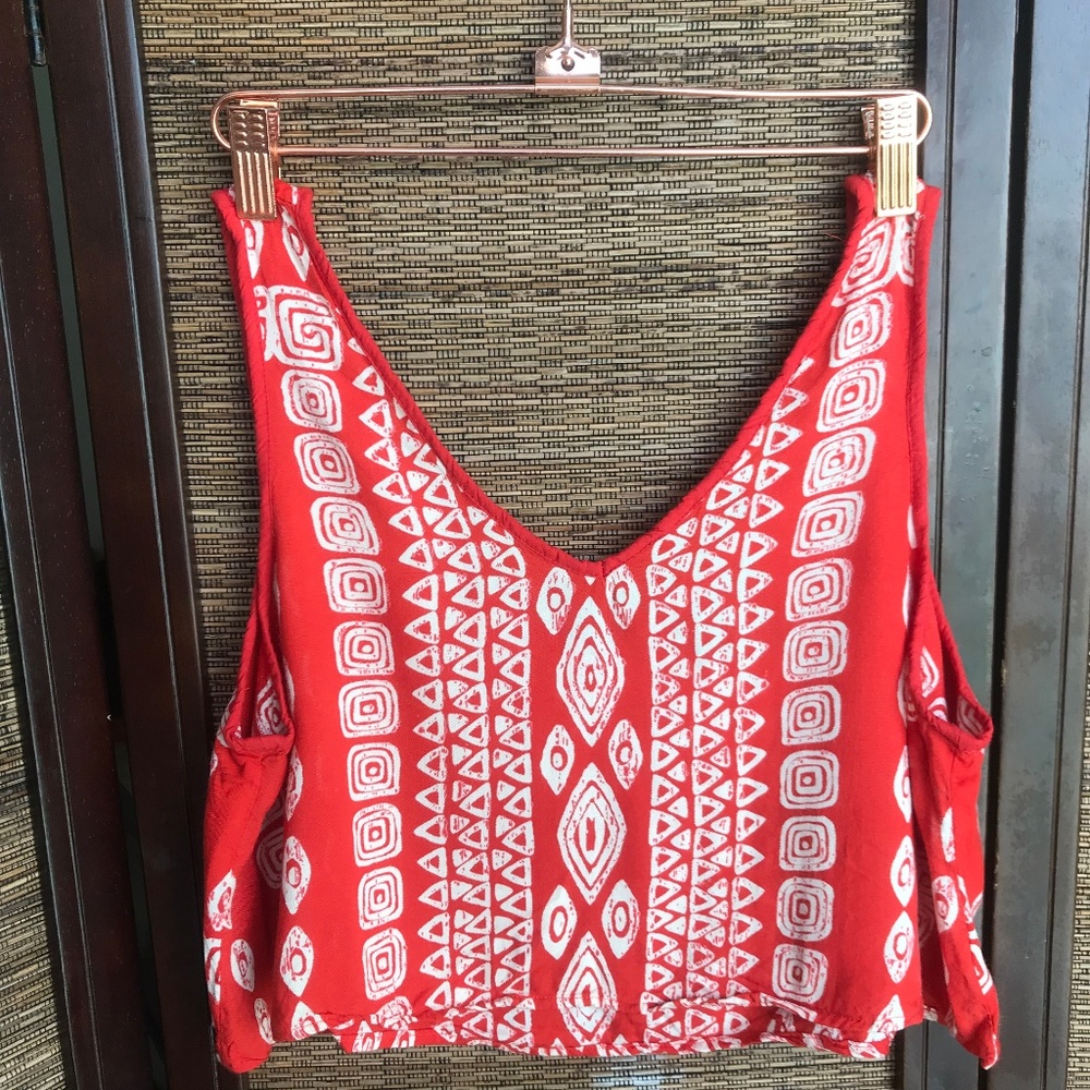 Angie Tribal Boho Red Crop Top Tank